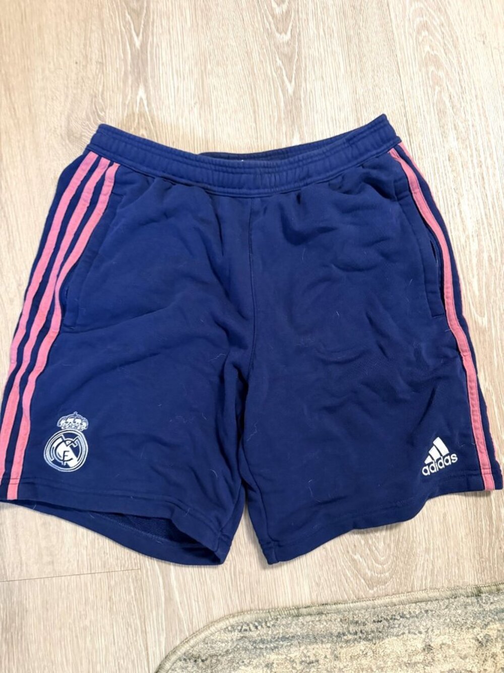 Adidas Real Madrid Sweat Shorts Men's M Navy Pink 3-Stripe 20/21 Away Colors